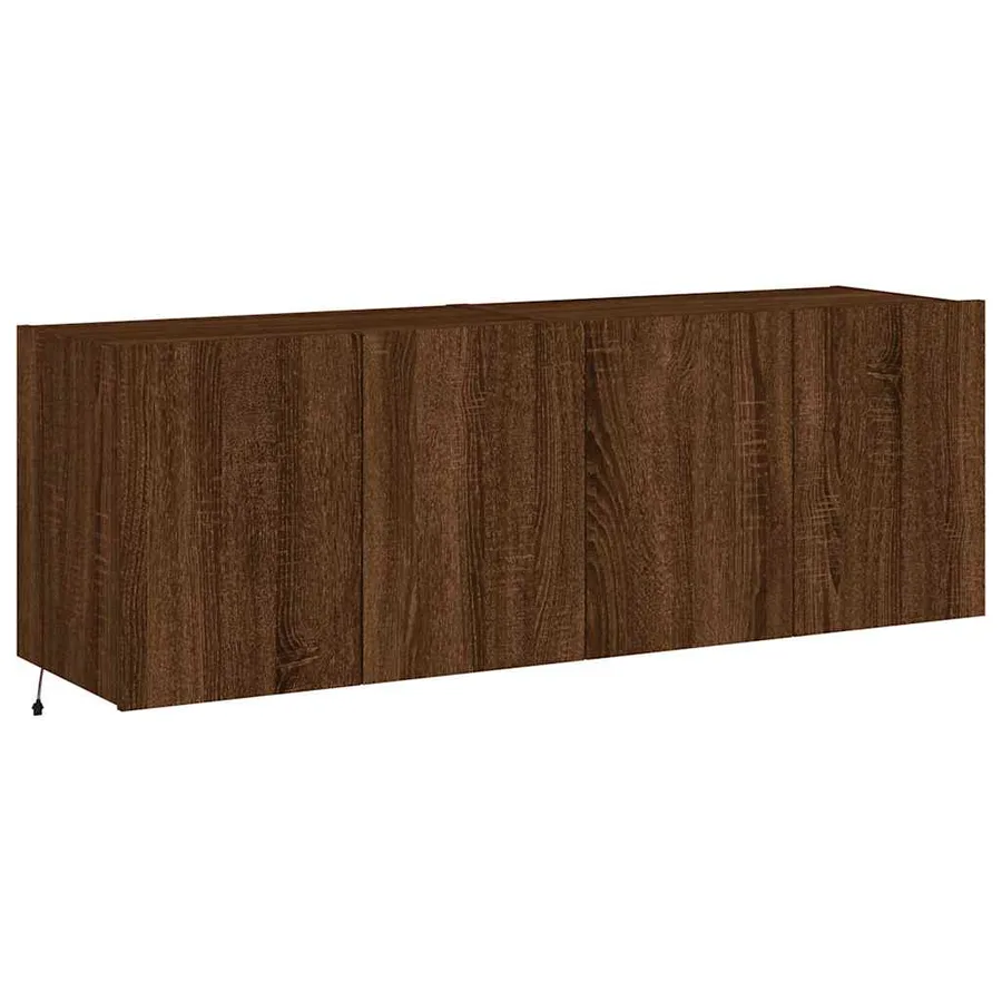 Meubles TV muraux lumières LED 2 pcs chêne marron 60x35x41 cm - 3