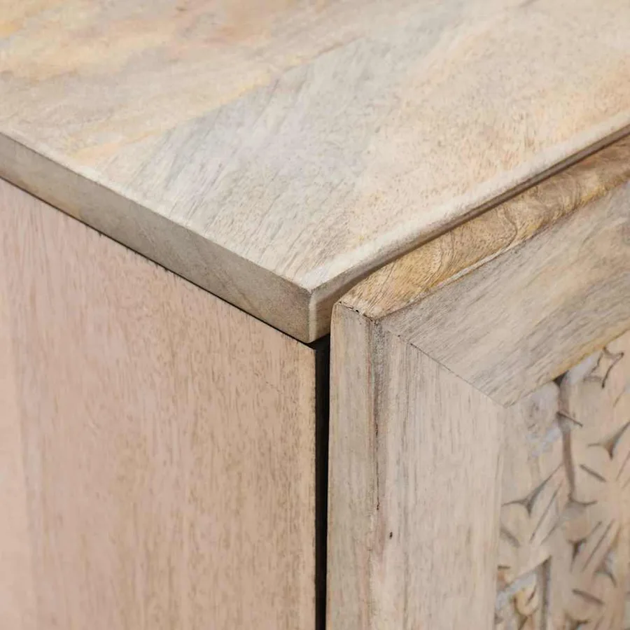 Buffet Blanc Blanchi 90 x 33 x 75 cm Bois de mangue massif - 6