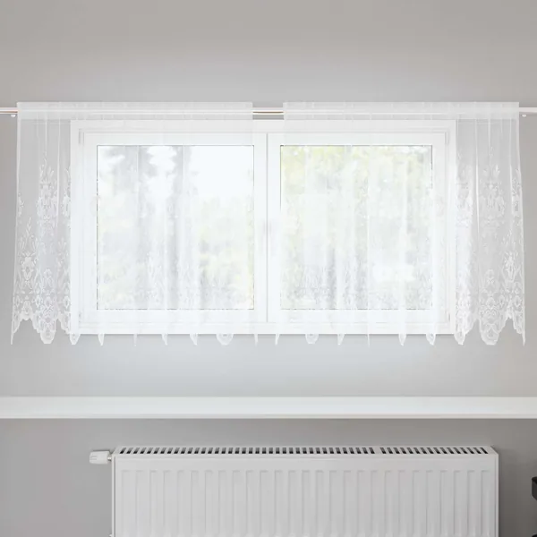 Rideau en Dentelle avec des rideaux Blanc 80 x 200 cm Polyester