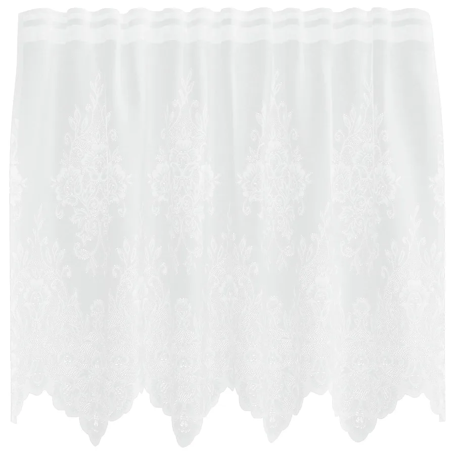 Rideau en Dentelle Floral Blanc 100 x 150 cm Polyester - 2