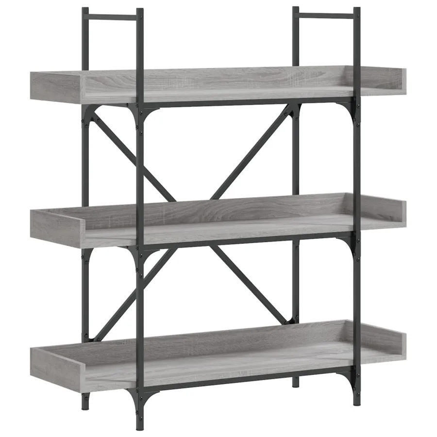 Bibliothèque à 3 niveaux sonoma gris 100x33x108,5 cm - 2