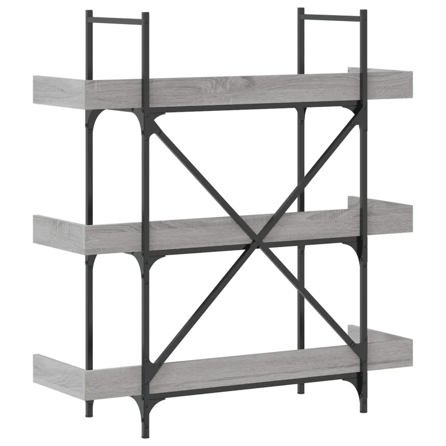 Bibliothèque à 3 niveaux sonoma gris 100x33x108,5 cm - 6