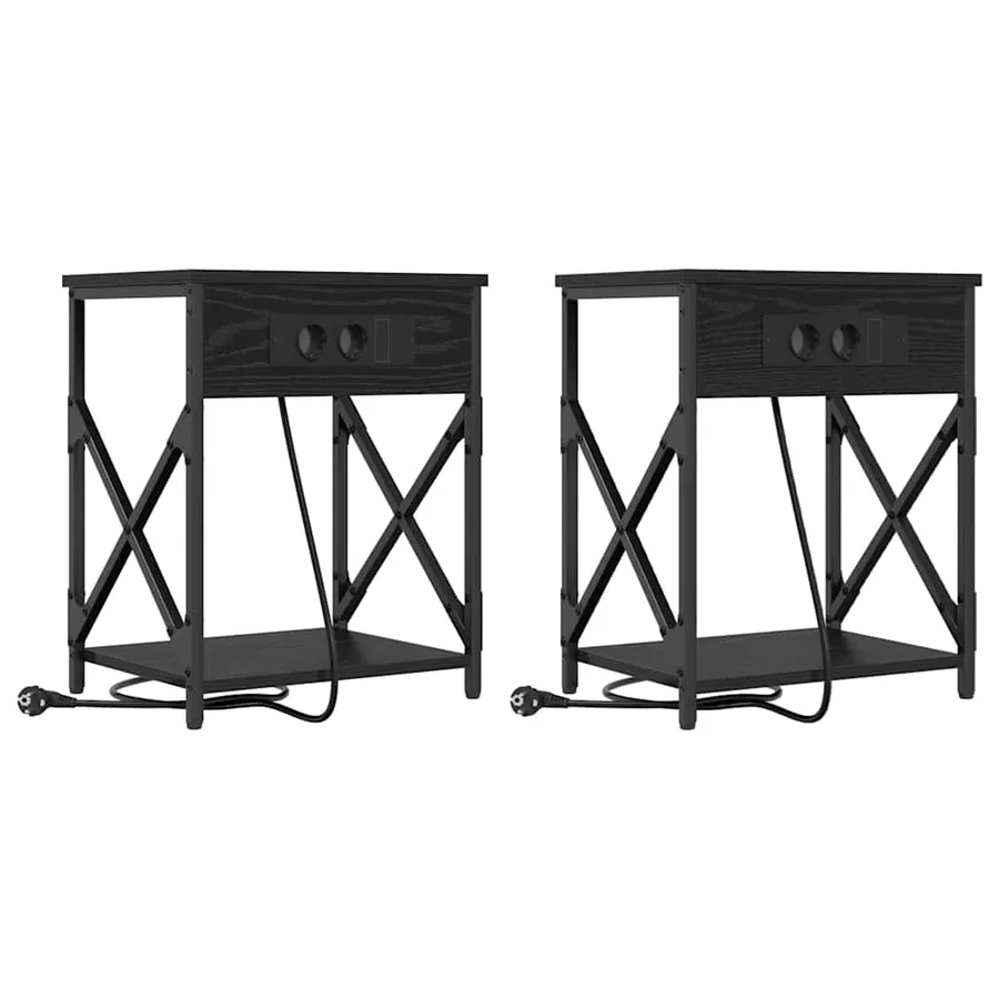 Cabinet de chevet 2 pcs Chêne noir 41 x 31 x 51 cm - 2