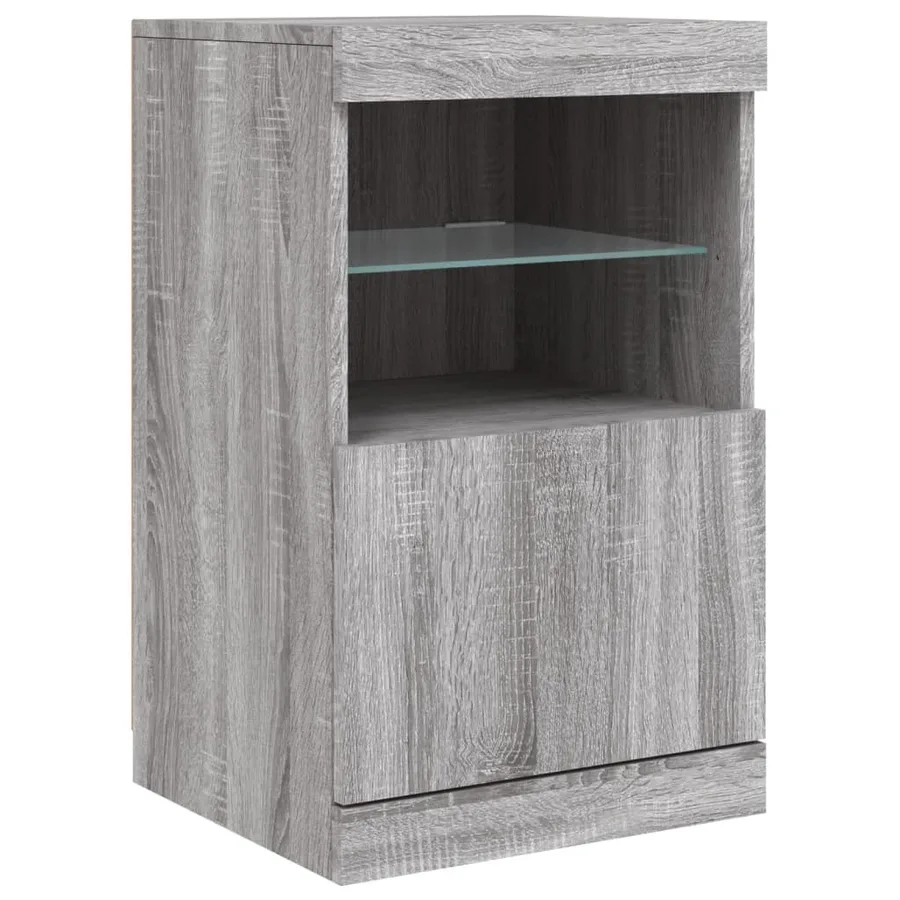 Buffet avec lumières LED sonoma gris 123x37x67 cm - 10