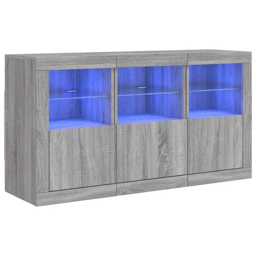 Buffet avec lumières LED sonoma gris 123x37x67 cm - 2