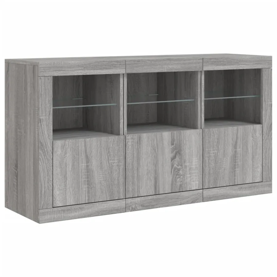 Buffet avec lumières LED sonoma gris 123x37x67 cm - 5