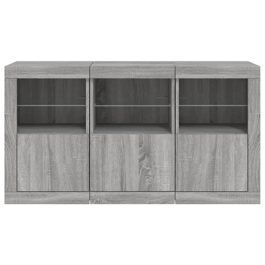 Buffet avec lumières LED sonoma gris 123x37x67 cm - 6