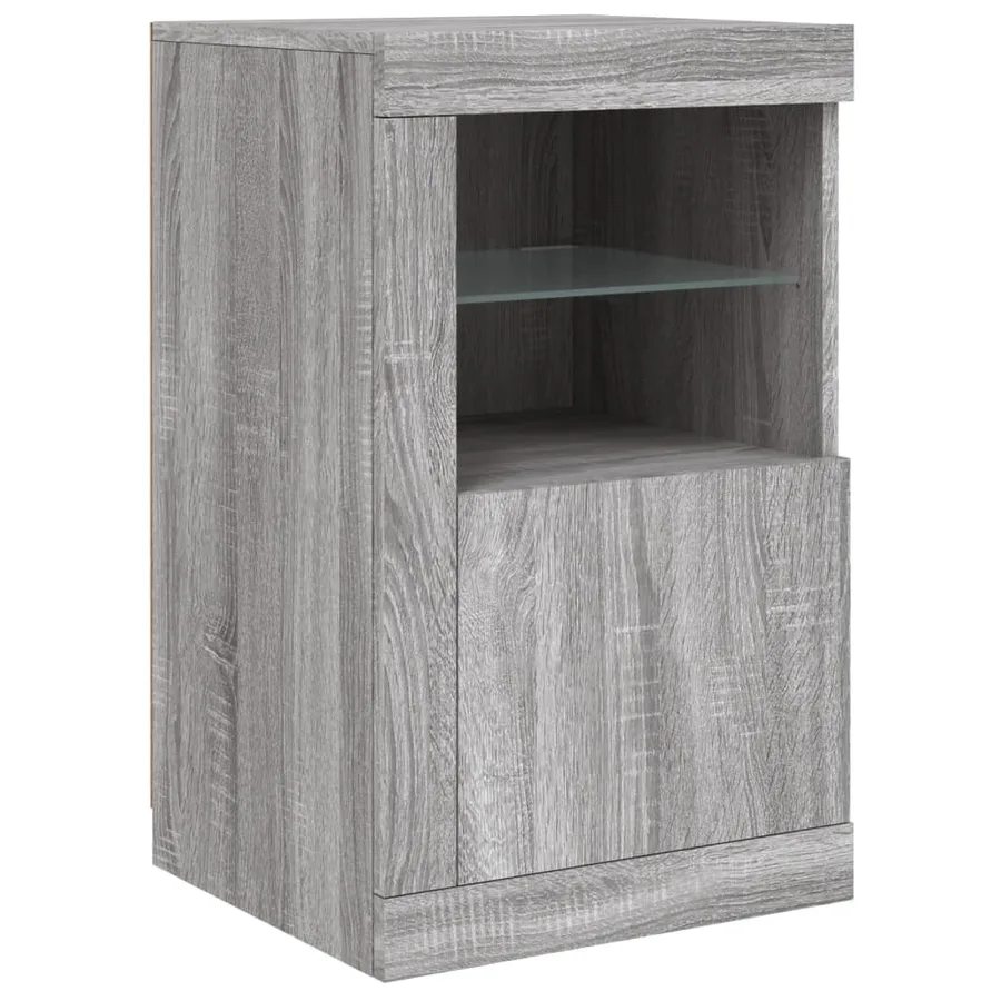 Buffet avec lumières LED sonoma gris 123x37x67 cm - 9