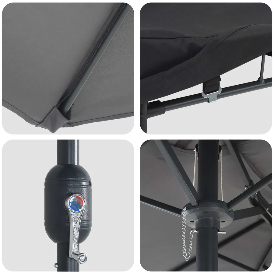 Parasol de jardin Anthracite 385 x 209 x 244 cm Polyester - 7