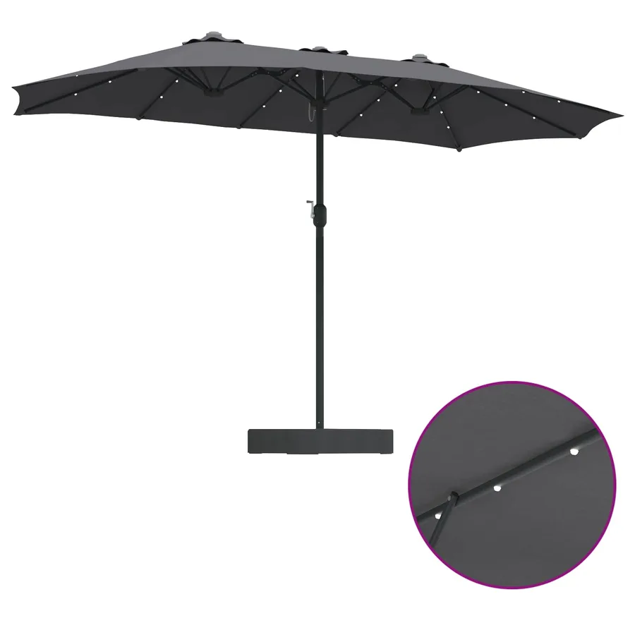 Parasol de jardin Anthracite 385 x 209 x 244 cm Polyester - 8