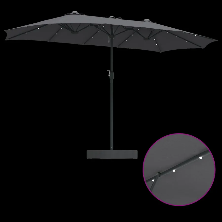 Parasol de jardin Anthracite 385 x 209 x 244 cm Polyester - 9