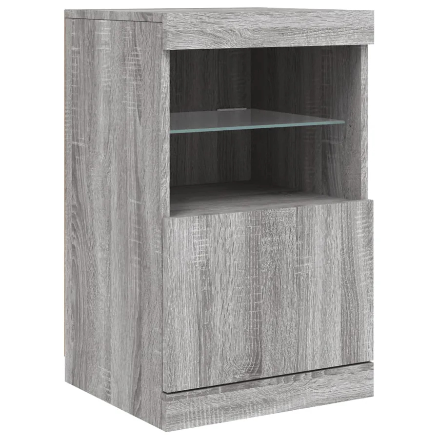 Buffet avec lumières LED sonoma gris 162x37x67 cm - 12