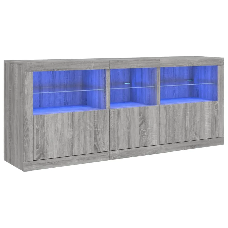 Buffet avec lumières LED sonoma gris 162x37x67 cm - 3