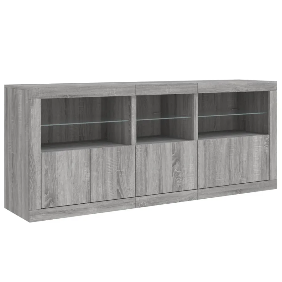 Buffet avec lumières LED sonoma gris 162x37x67 cm - 6