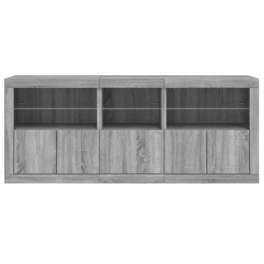 Buffet avec lumières LED sonoma gris 162x37x67 cm - 7