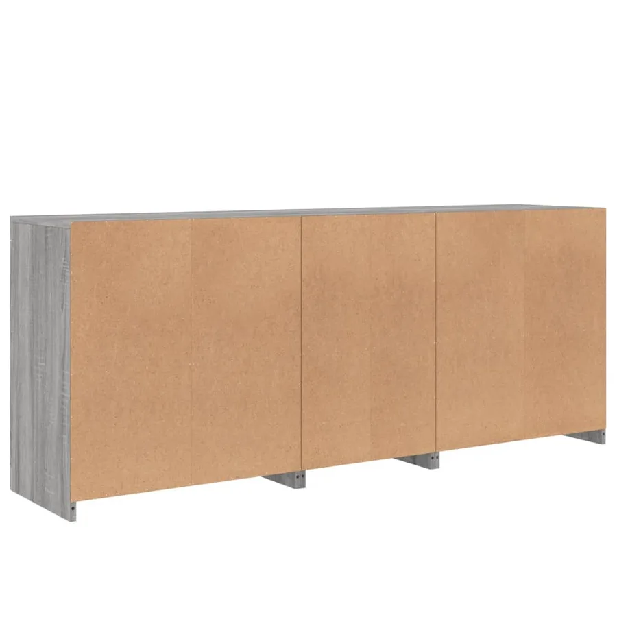 Buffet avec lumières LED sonoma gris 162x37x67 cm - 9