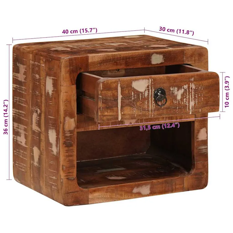 Cabinet de chevet mural avec tiroir Multicolore 40 x 30 x 36 cm - 12