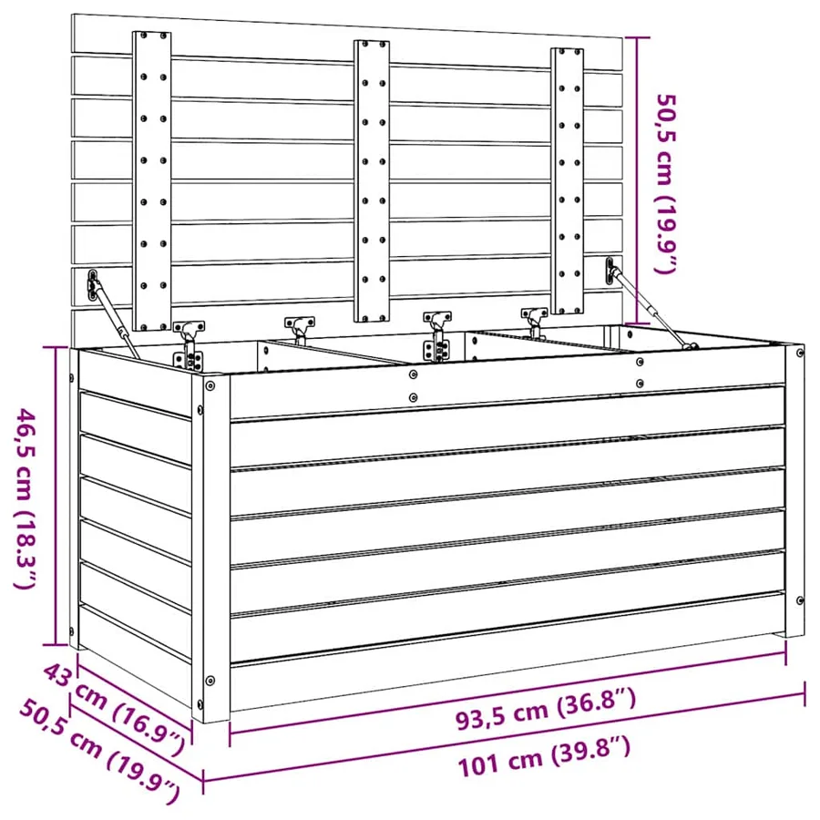 Boîte de Rangement avec stockage Brun cire 101 x 50,5 x 46,5 cm - 13