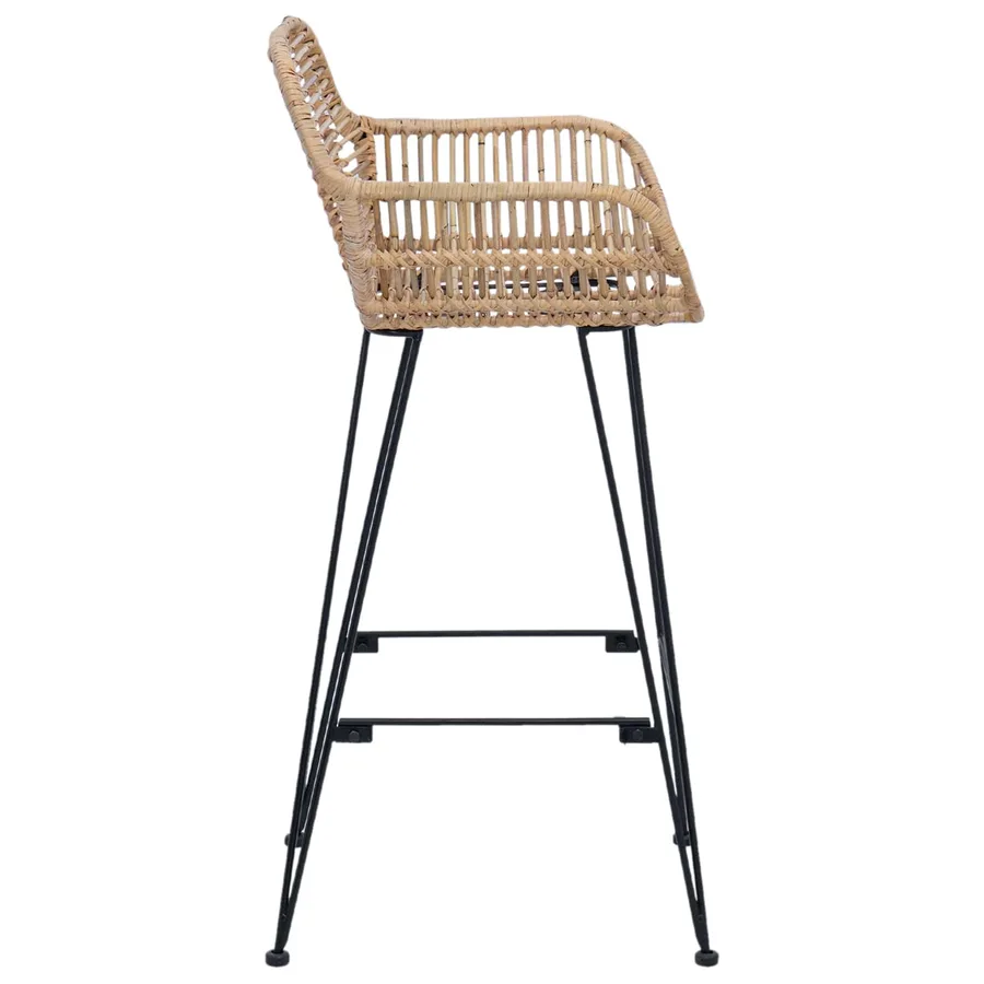 Chaise de bar 2 pcs 55 x 52 x 92 cm Rotin et métal - 6