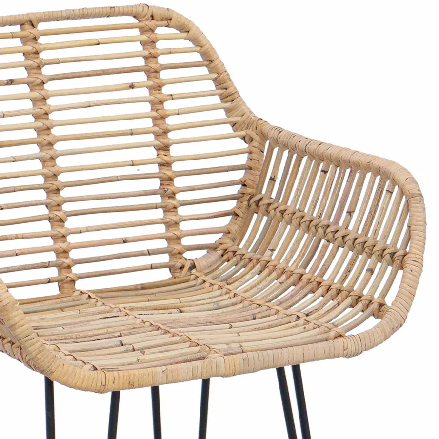Chaise de bar 2 pcs 55 x 52 x 92 cm Rotin et métal - 9