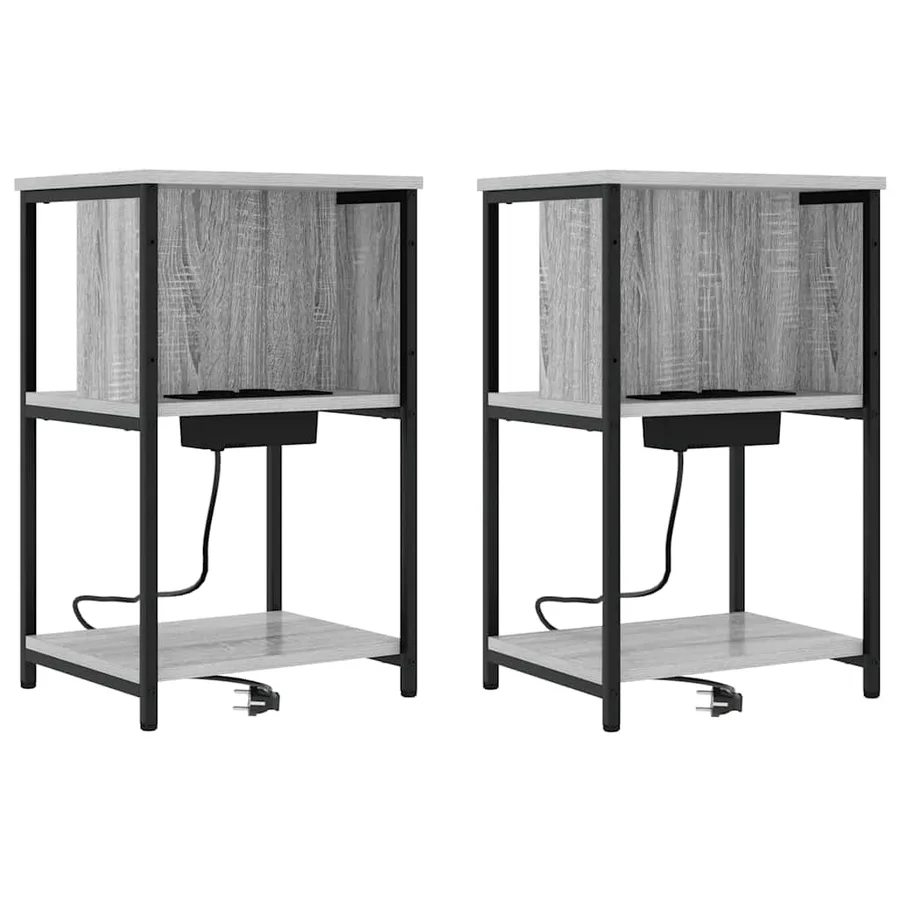 Cabinet de chevet 2 pcs Gris Sonoma 38 x 31 x 61 cm - 2