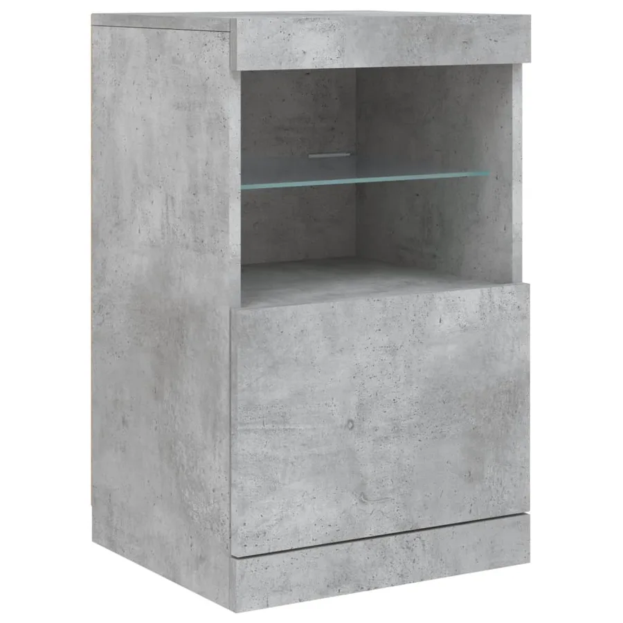 Buffet avec lumières LED gris béton 123x37x67 cm - 10