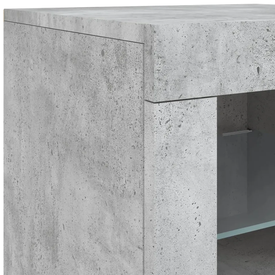 Buffet avec lumières LED gris béton 123x37x67 cm - 11