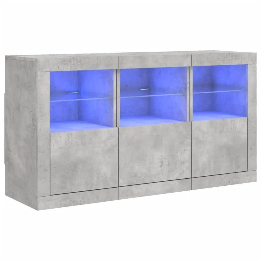Buffet avec lumières LED gris béton 123x37x67 cm - 2