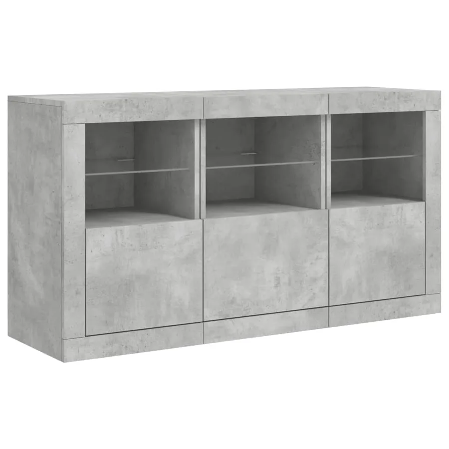 Buffet avec lumières LED gris béton 123x37x67 cm - 5