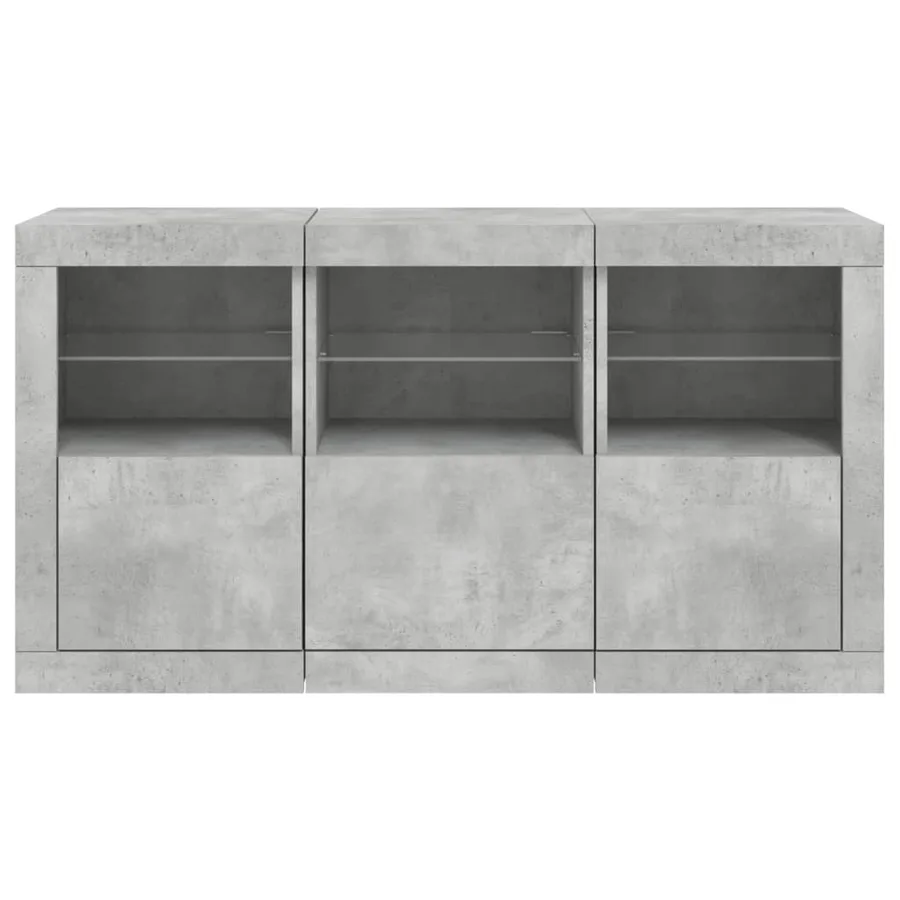 Buffet avec lumières LED gris béton 123x37x67 cm - 6