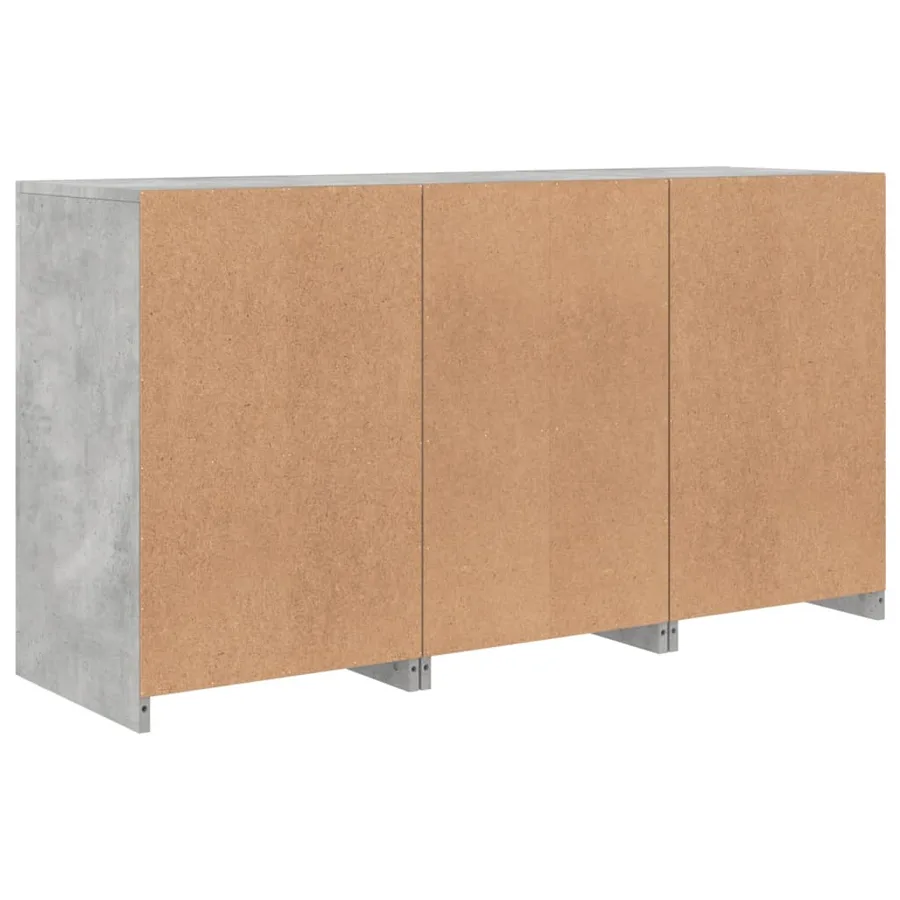Buffet avec lumières LED gris béton 123x37x67 cm - 8