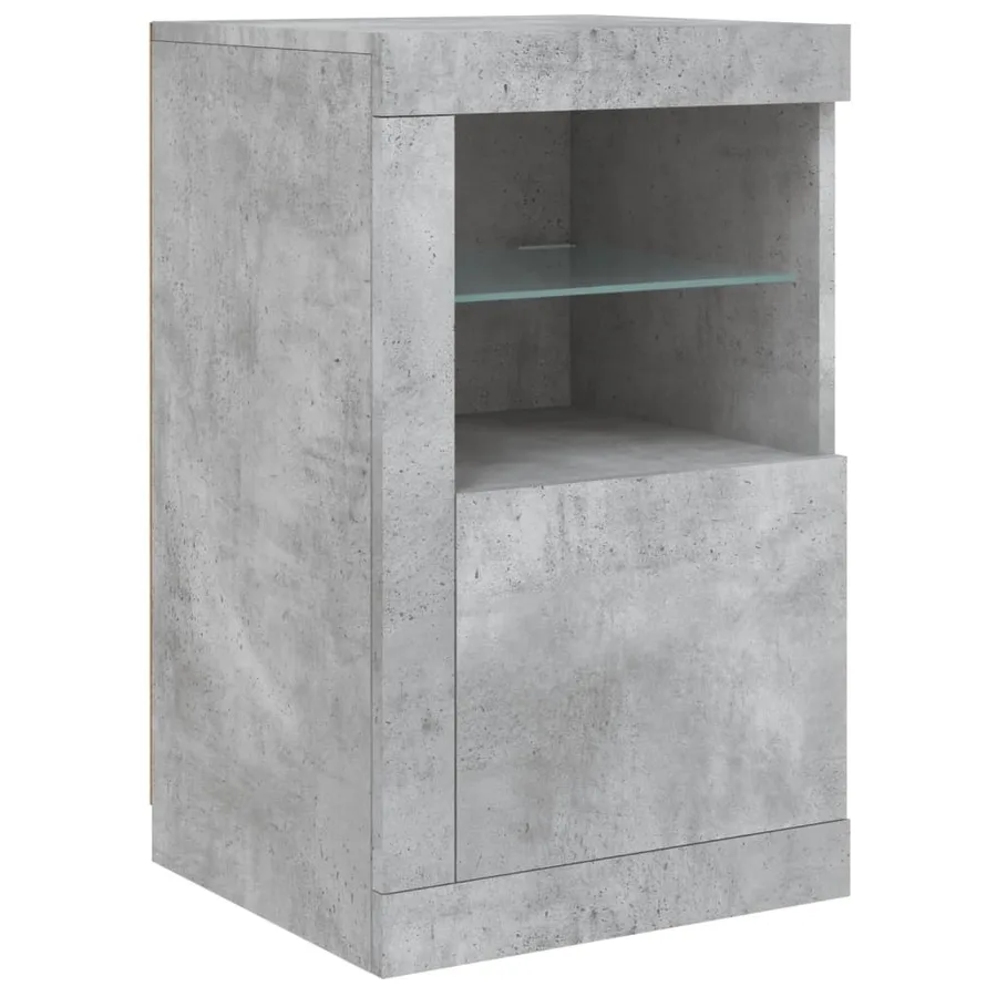 Buffet avec lumières LED gris béton 123x37x67 cm - 9