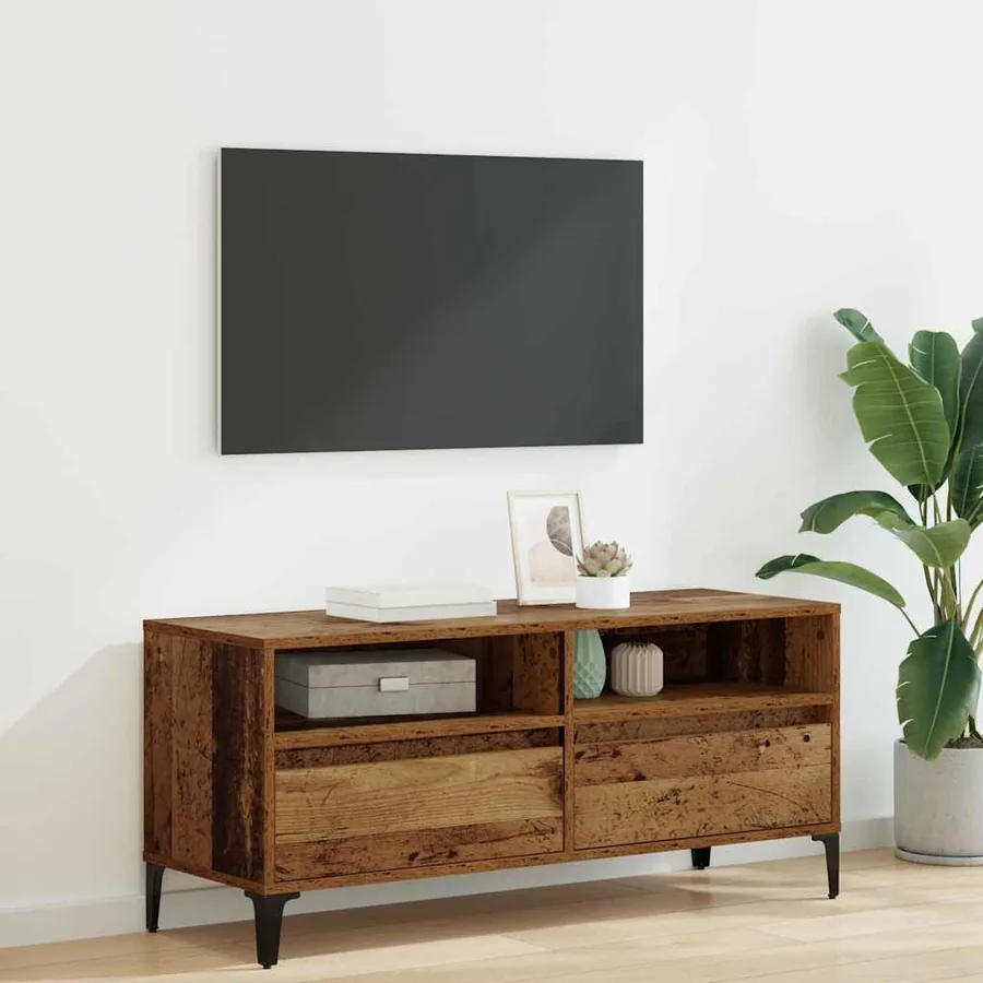 Meuble TV avec tiroir Bois Ancien 100 x 34,5 x 44,5 cm