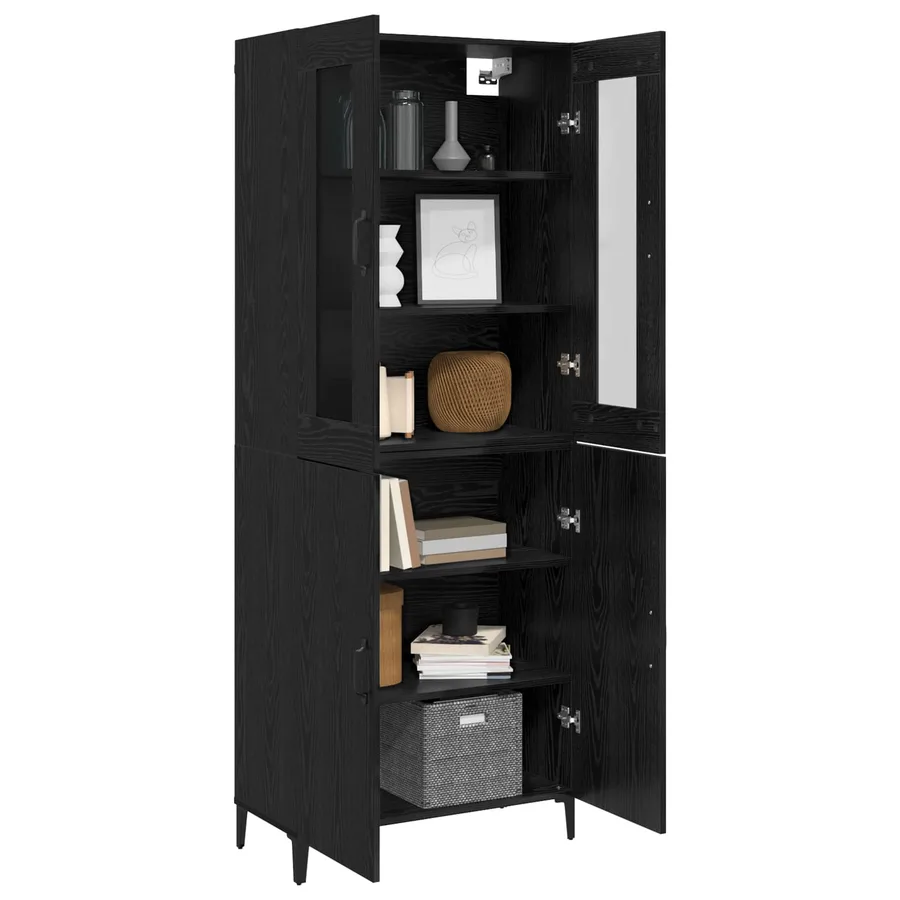Haut Armoire 2 pcs Chêne noir Bois d'ingénierie - 4