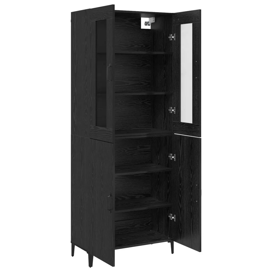 Haut Armoire 2 pcs Chêne noir Bois d'ingénierie - 6