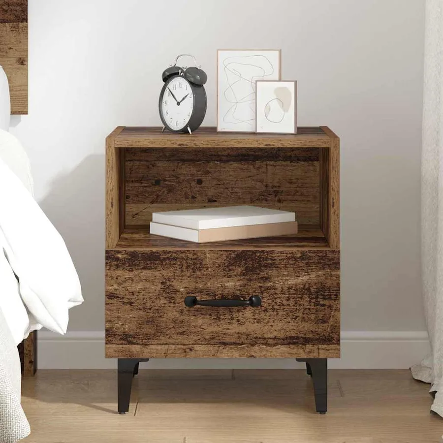 Cabinet de chevet avec tiroir Bois ancien 40 x 35 x 47,5 cm - 4