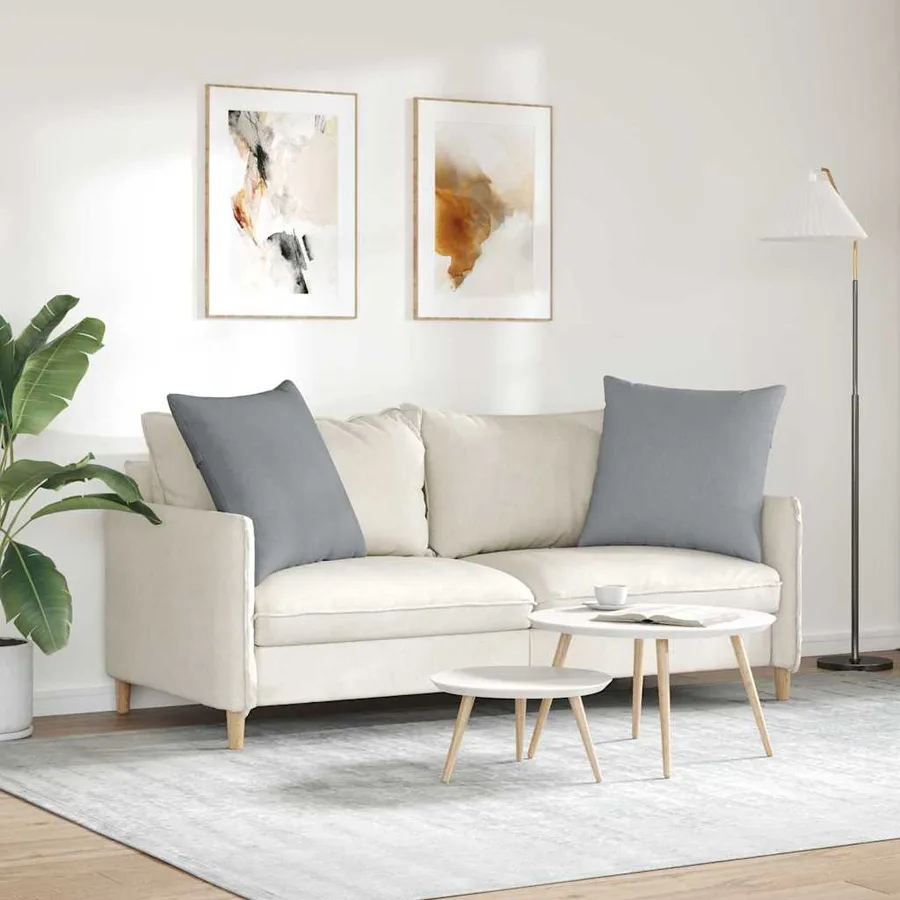 Coussins de canapé 2 pcs Gris clair 80 x 80 cm tissu - 4