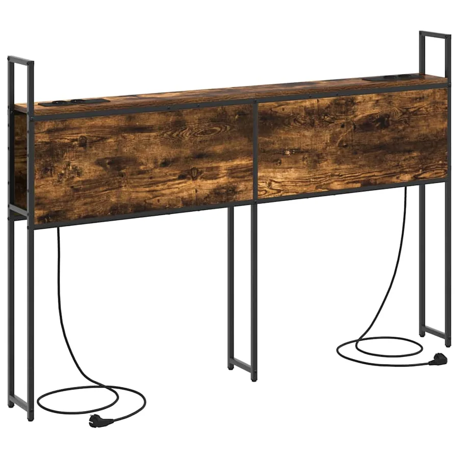 Headboard de Rangement avec Station de Charge Chêne fumé - 2