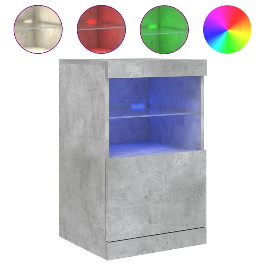 Buffet avec lumières LED gris béton 41x37x67 cm - 2