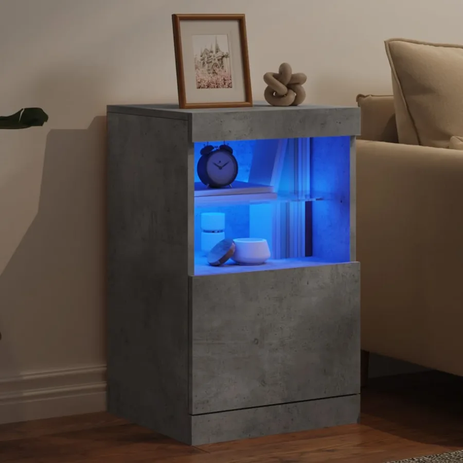 Buffet avec lumières LED gris béton 41x37x67 cm - 4