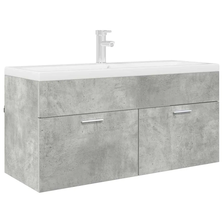 Armoire d'évier avec stockage Gris béton Bois d'ingénierie - 3