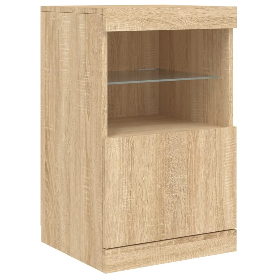 Buffet avec lumières LED chêne sonoma 162x37x67 cm - 11