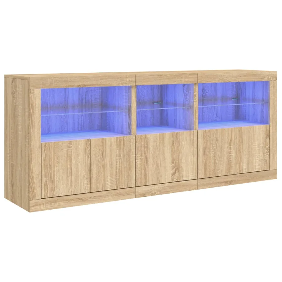 Buffet avec lumières LED chêne sonoma 162x37x67 cm - 2