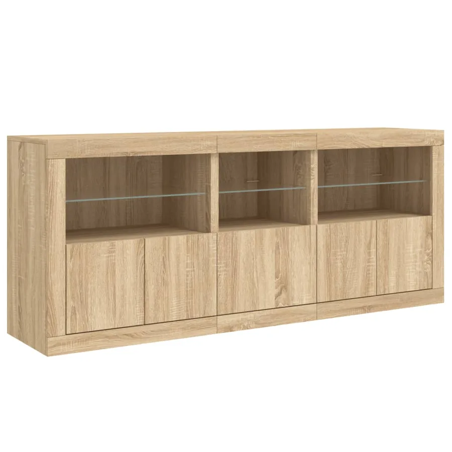 Buffet avec lumières LED chêne sonoma 162x37x67 cm - 5