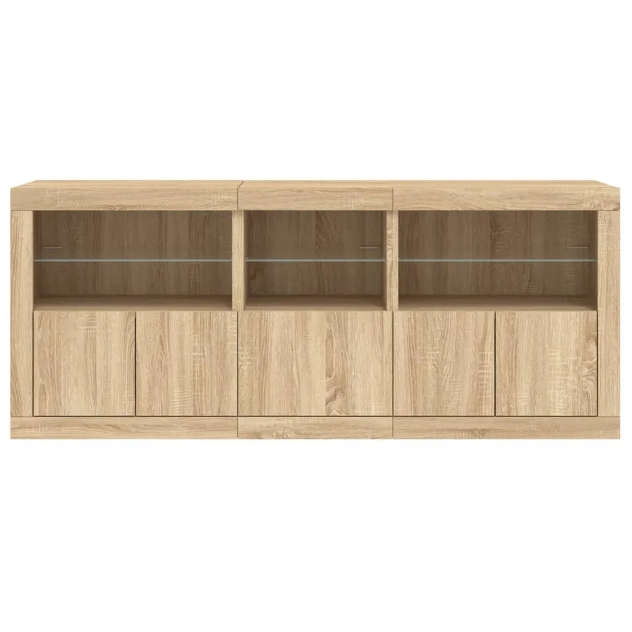 Buffet avec lumières LED chêne sonoma 162x37x67 cm - 6