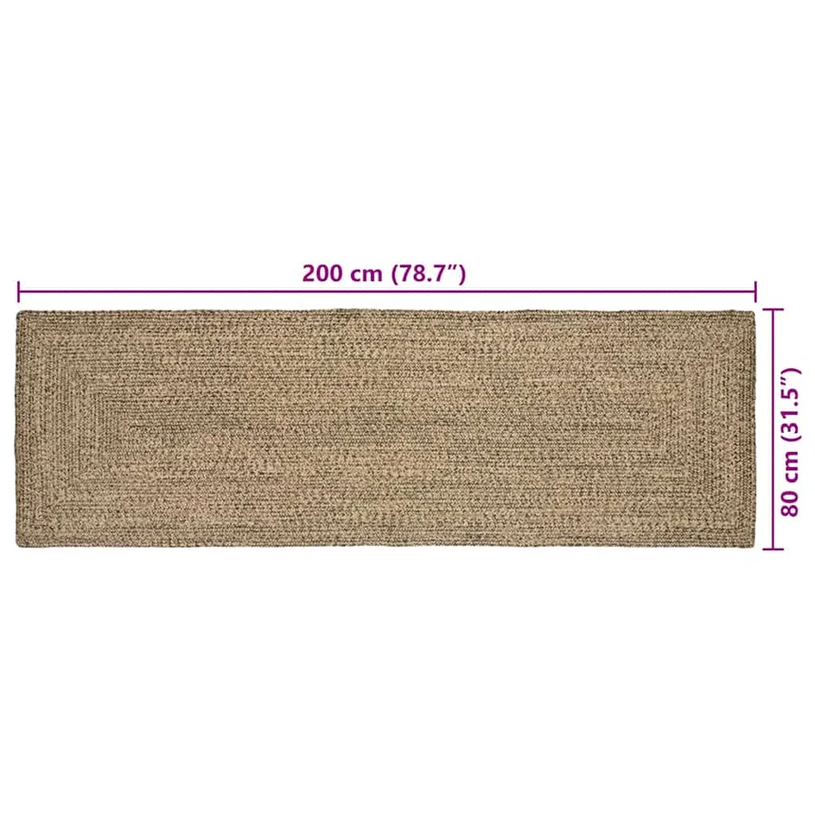 Tapis de surface Naturel et noir 80 x 200 cm Jute - 9