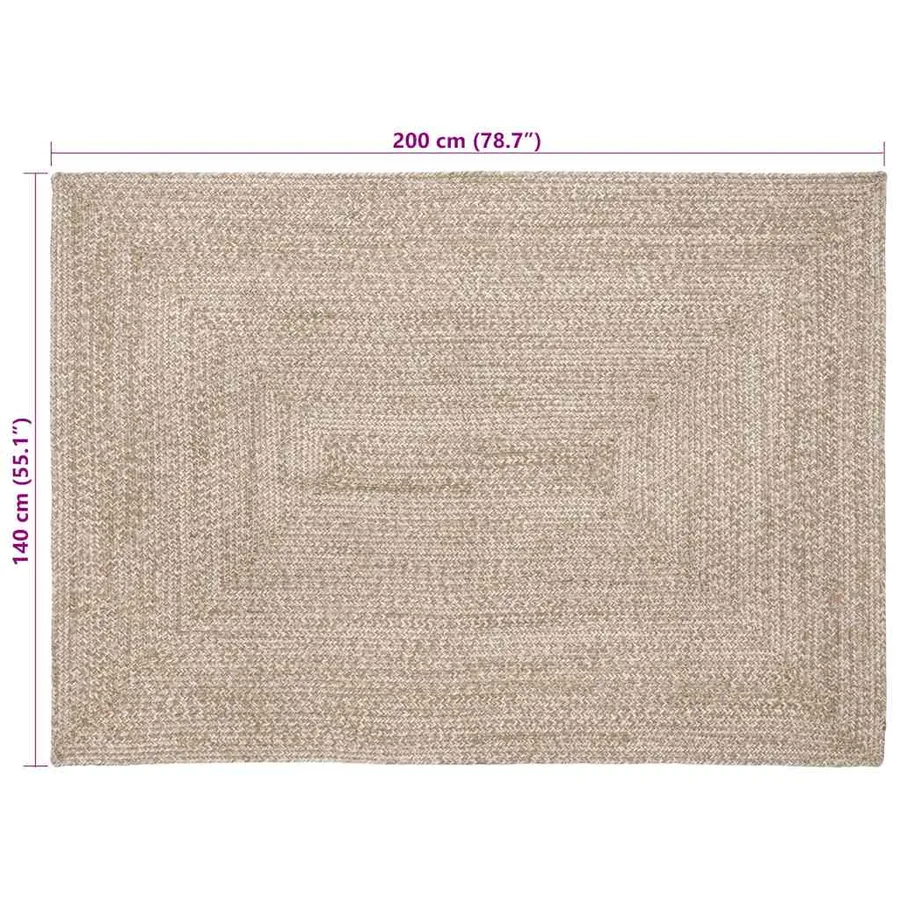 Tapis de surface Naturel et Blanc 140 x 200 cm Jute - 8