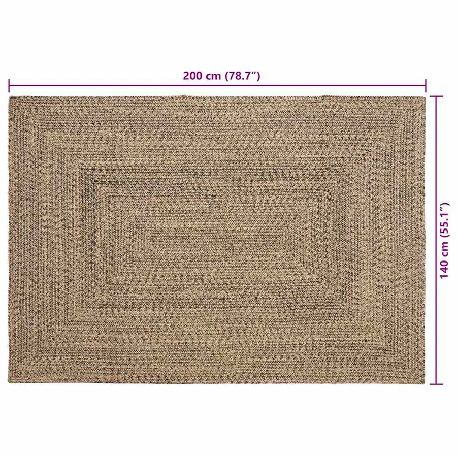 Tapis de surface Naturel et noir 140 x 200 cm Jute - 9