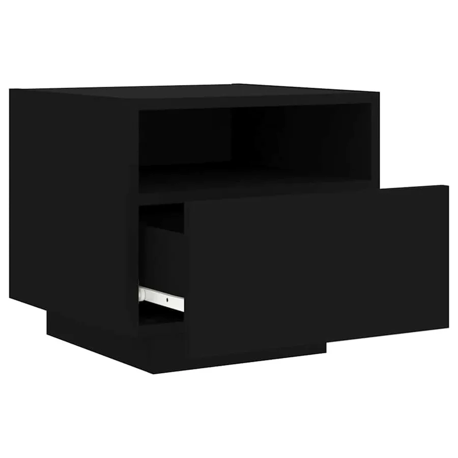 Armoires de chevet avec lumières LED 2 pcs noir 40x39x37 cm - 6