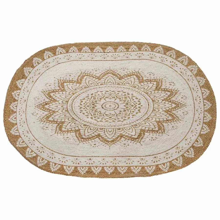 Tapis de surface Naturel avec impression blanche 122 x 183 cm